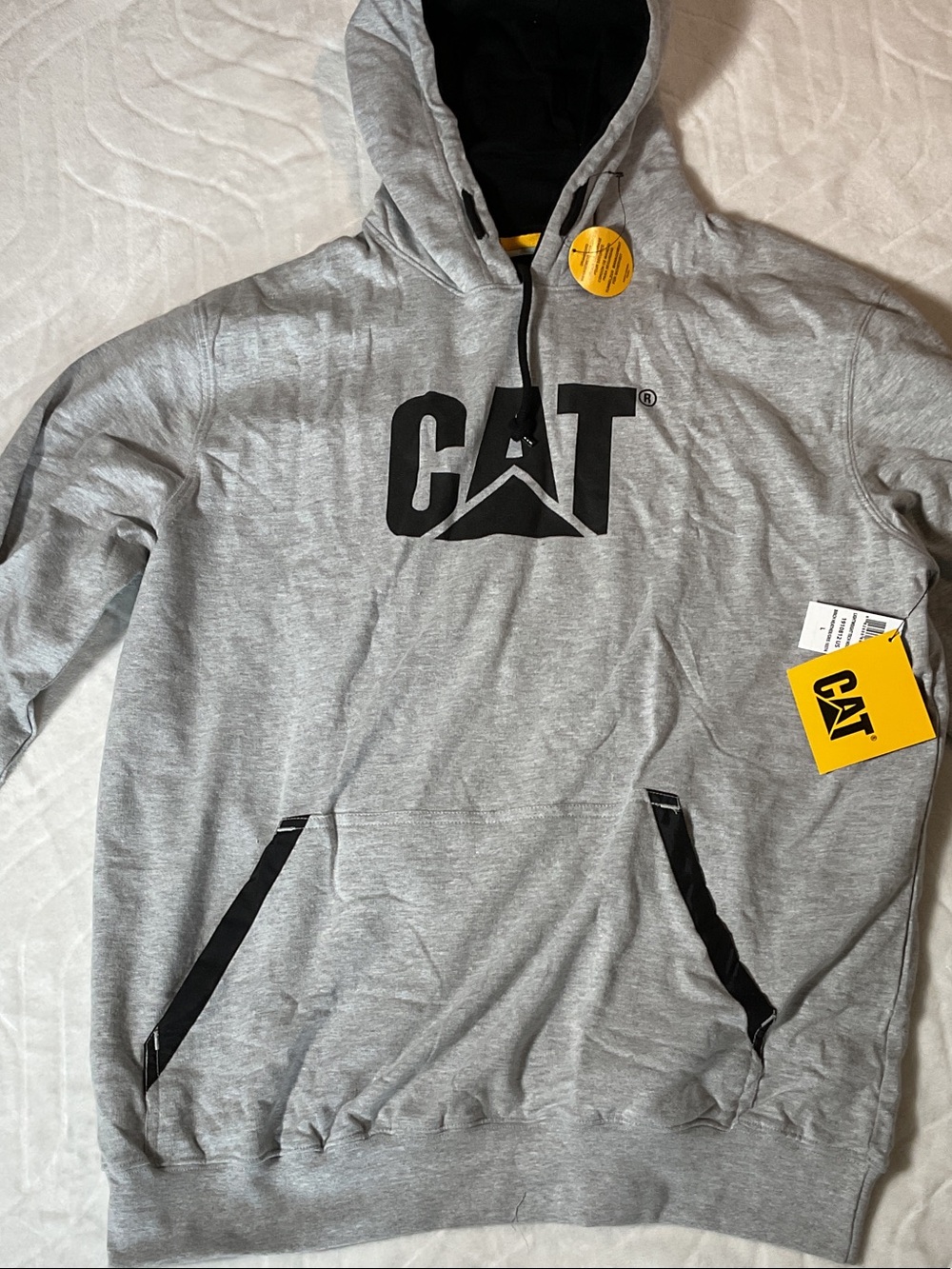 Caterpillar Gray Hooded Sweatshirt with caterpillar logo